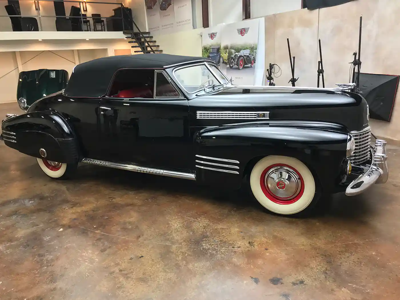 1941 cadillac 2 door convertible - black red interior
